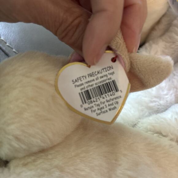 NWT Ty Beanie Baby - CREAMPUFF the Bunny Rabbit 6" Stuffed Animal Toy - Picture 4 of 10